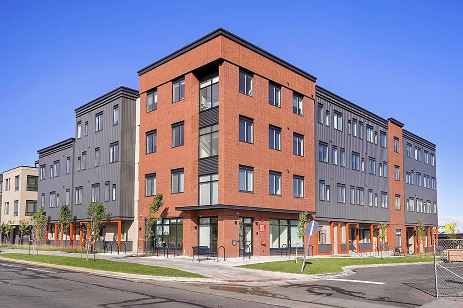 Image of a brick apartment building